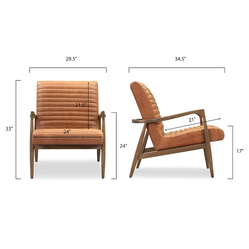 Poly & Bark Rowan Lounge Chair - Full Grain Genuine Italian Leather