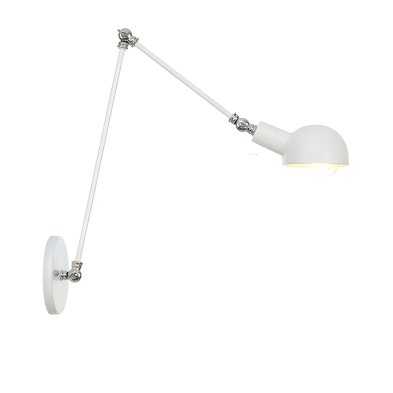 Gold and White Dome Swing Arm Wall Light