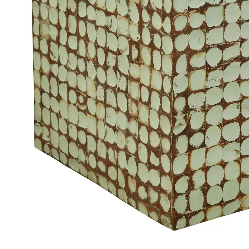 Juliette Distressed Natural Coconut Cube Accent Table by East at Main