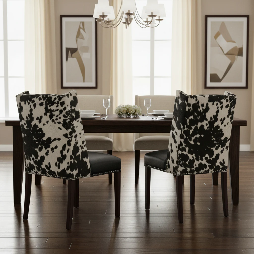 Wingback Upholstered Nailhead Dining Chairs Set of 2