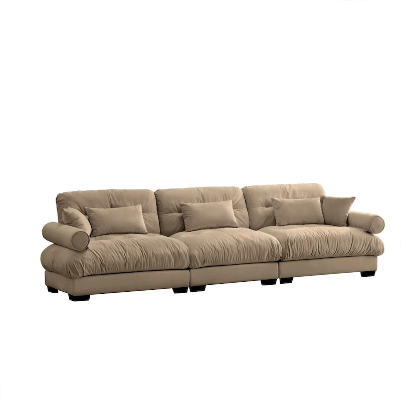 Modular Sectional Sofa - Velvet, 5-Seat, Cloud Cushion, Bolster Armrests, 130W, Configurable