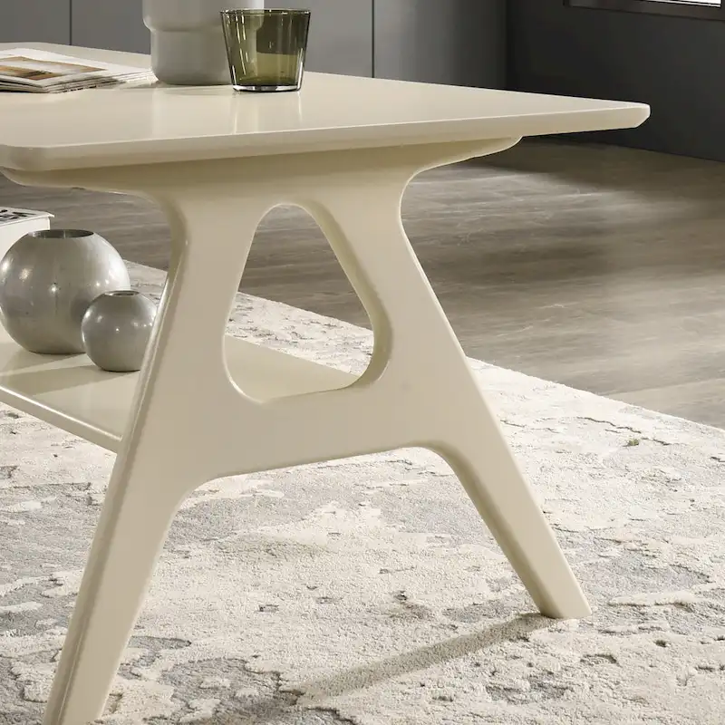 Roundhill Furniture Arona Mid-Century Modern Wood End Table with Shelf