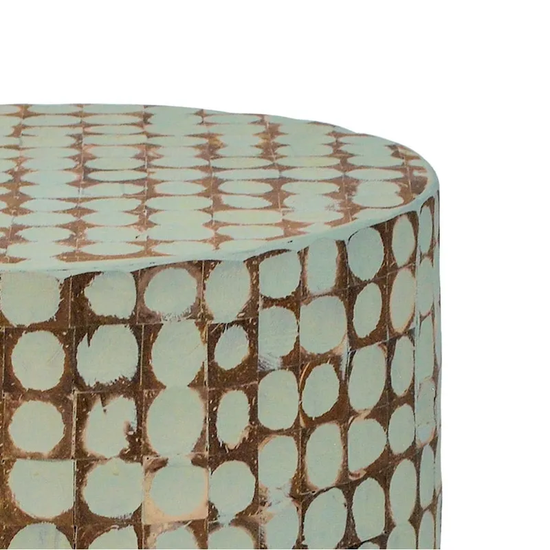Round Coconut Shell Mosaic Accent Table by East at Main