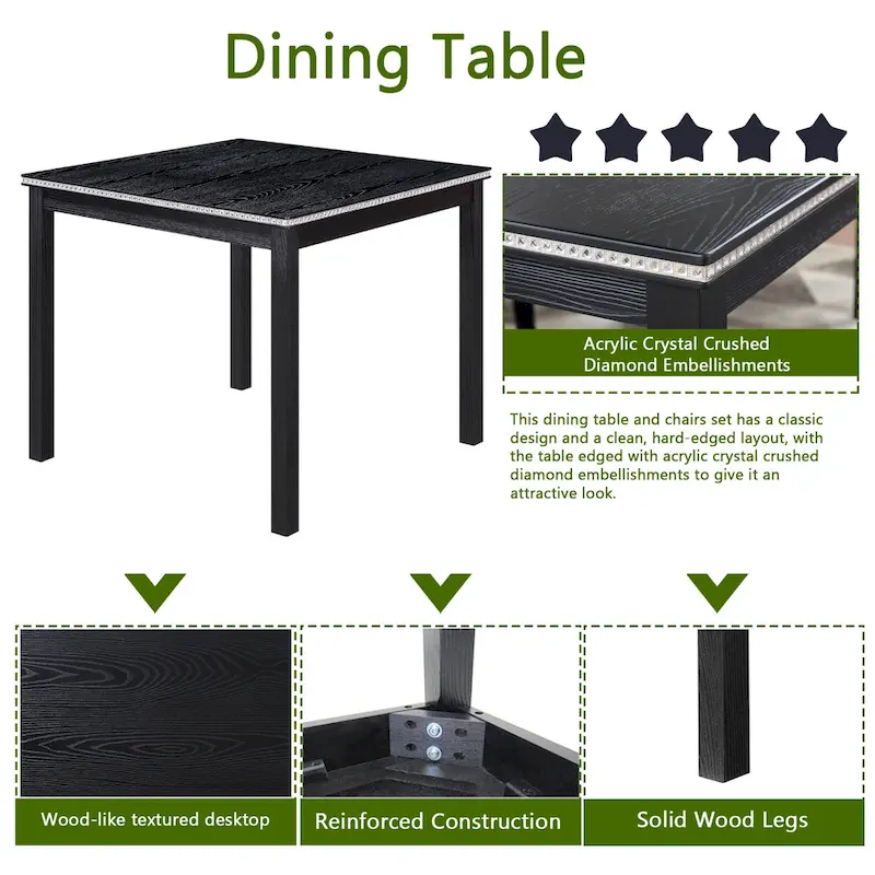 5 Piece Wooden Dining Table Set