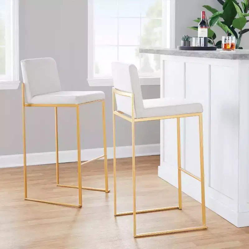 LumiSource Set of 3 Fuji High Back Barstools Fabric