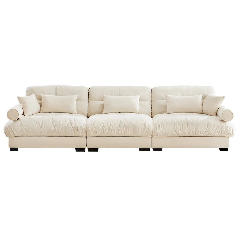 Modular Sectional Sofa - Velvet, 5-Seat, Cloud Cushion, Bolster Armrests, 130W, Configurable