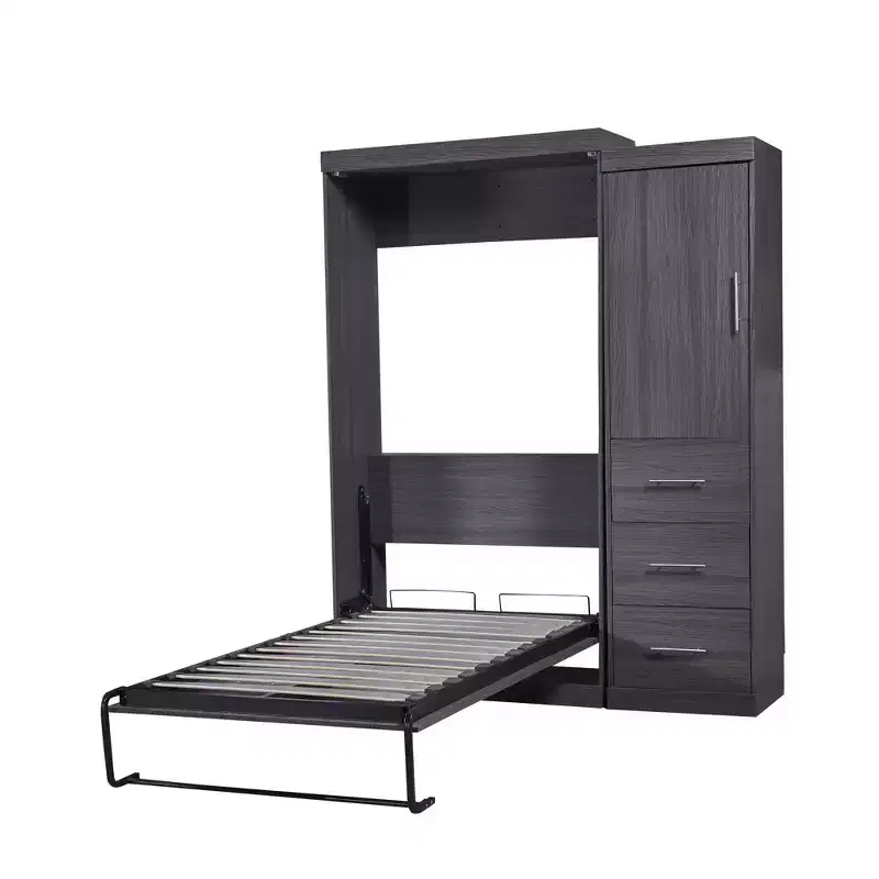 Whisen Wood Murphy Bed with Wardrobe and Drawers