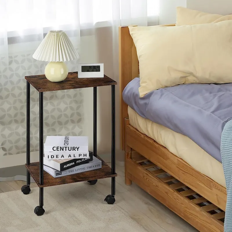 2-Tier Side Table with Wheels