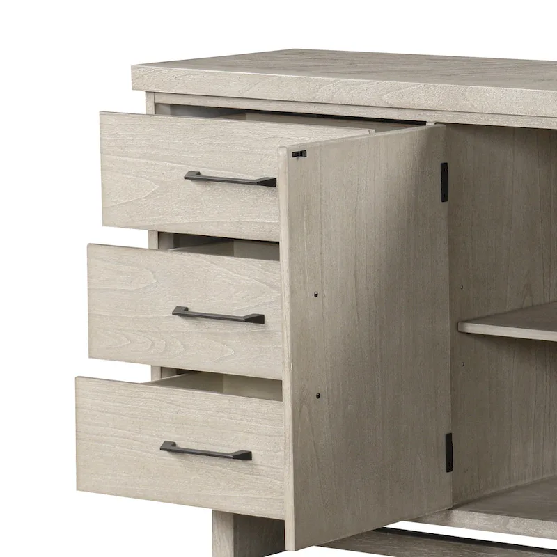 Furniture of America Yetaria Modern Farmhouse Natural 60-inch Solid Wood Buffet Sideboard