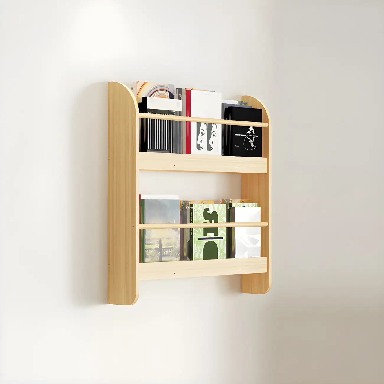 Modern Slim Wood Wall-Mounted Bookshelf