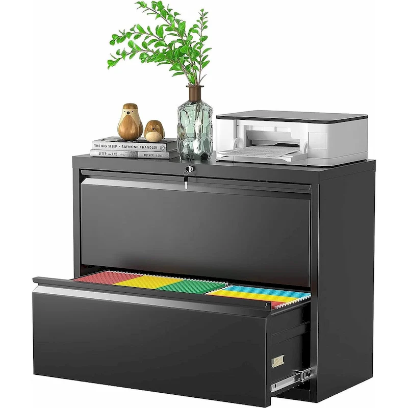 36 W 2 Drawer Metal Lateral File Cabinet with Lock