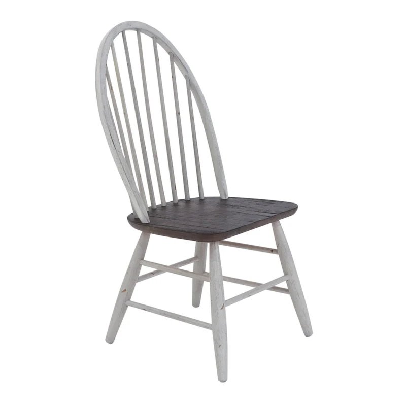 Farmhouse Two Tone White Wood Tone 7 Piece Trestle Table Set