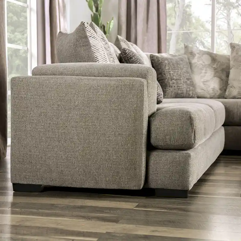 Stym Transitional Light Grey Chenille U-Shaped Sectional by Furniture of America