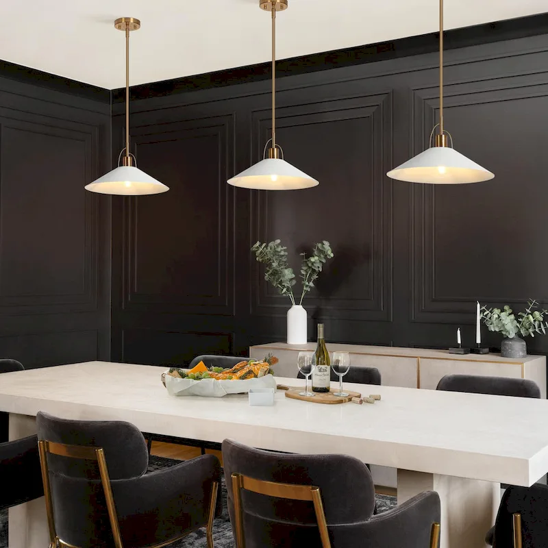 Modern Farmhouse 1-Light Pendant Light 14-IN Black White Lights for Kitchen Island Dining Room