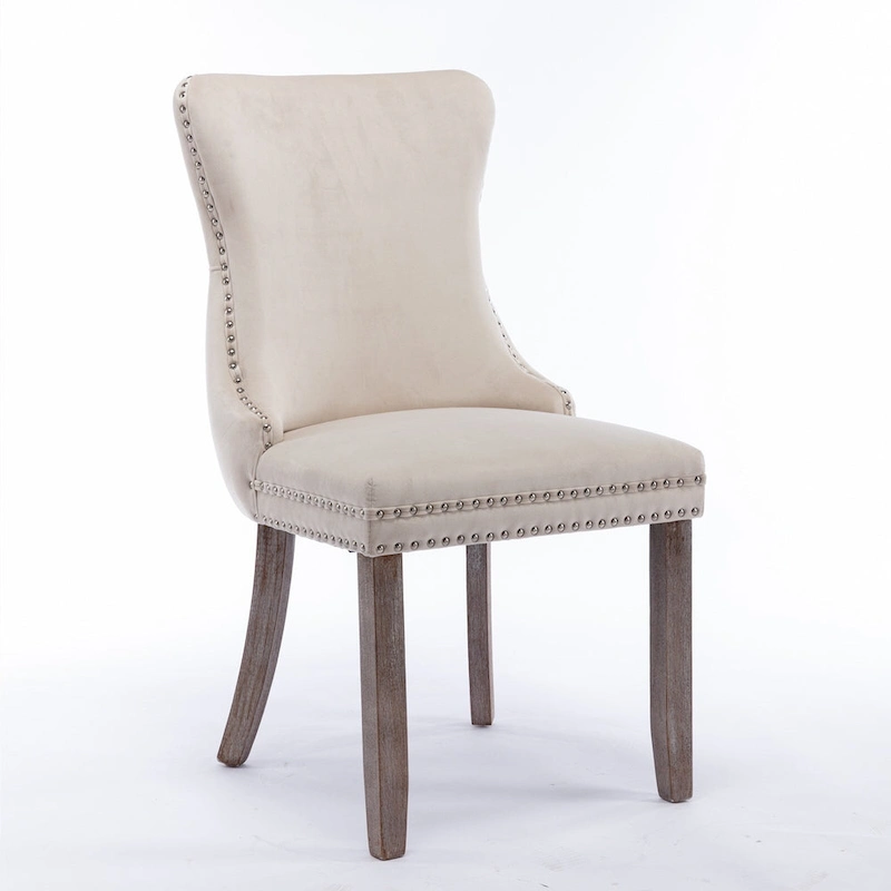 Wing-Back Dining Chair with Backstitching Nailhead Trim