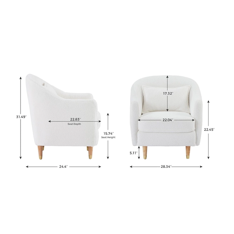 VANOMi 28.34 W Set Of 2 Accent Armchair, Velvet Barrel Chair with Solid Wood Legs