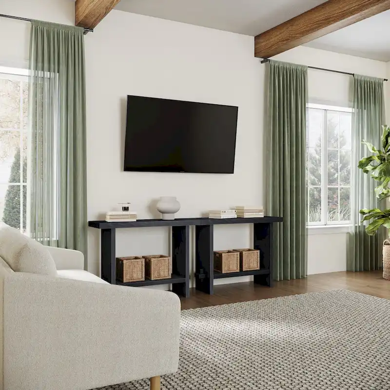 Nathan James Virgo Farmhouse 2-Tier Console Table in Wire-Brushed Wood Finish