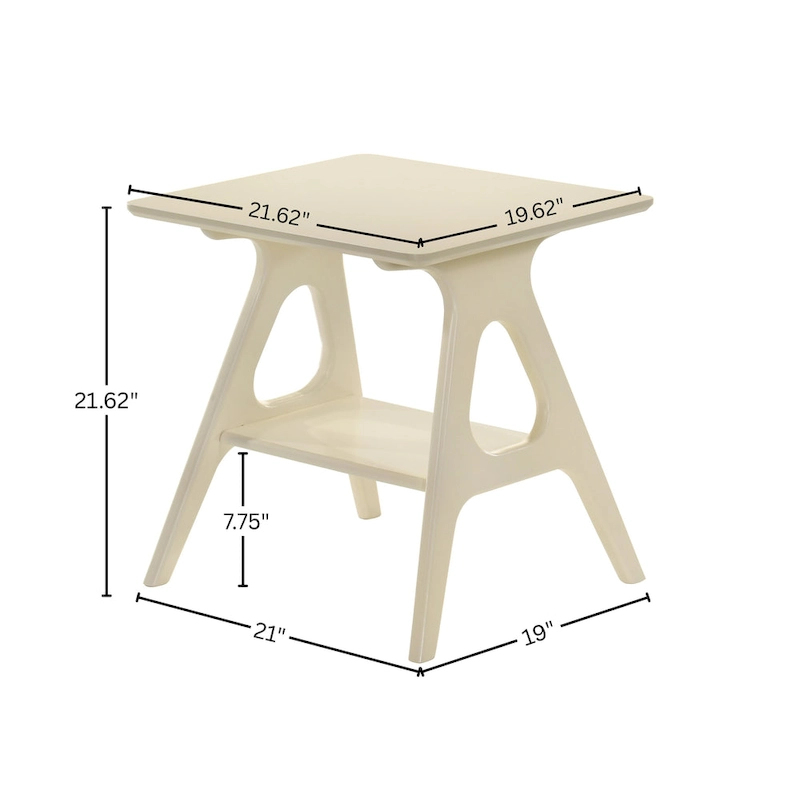 Roundhill Furniture Arona Mid-Century Modern Wood End Table with Shelf