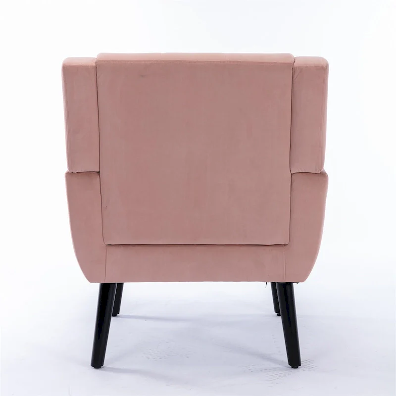Pink Velvet Modern 29.5 Tufted Accent Chair with Wood Legs