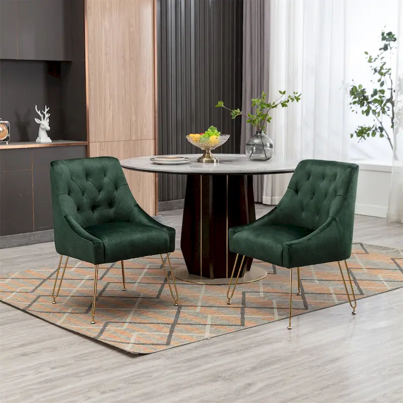 Velvet Upholstered Accent Side Chairs(Set of 2)