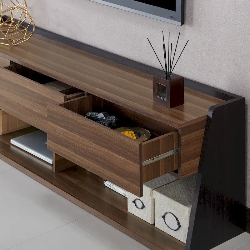 Alan Modern Walnut 73-inch 3-Drawer TV Console by Furniture of America