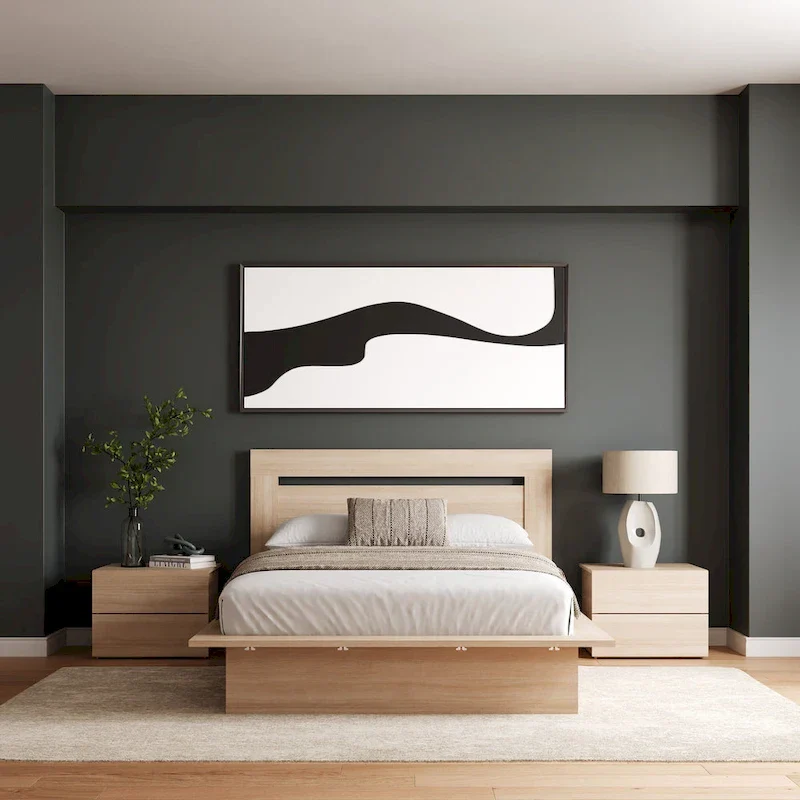 Malibu 4-Piece Bedroom Set with Bed, Headboard, and 2 Nightstands