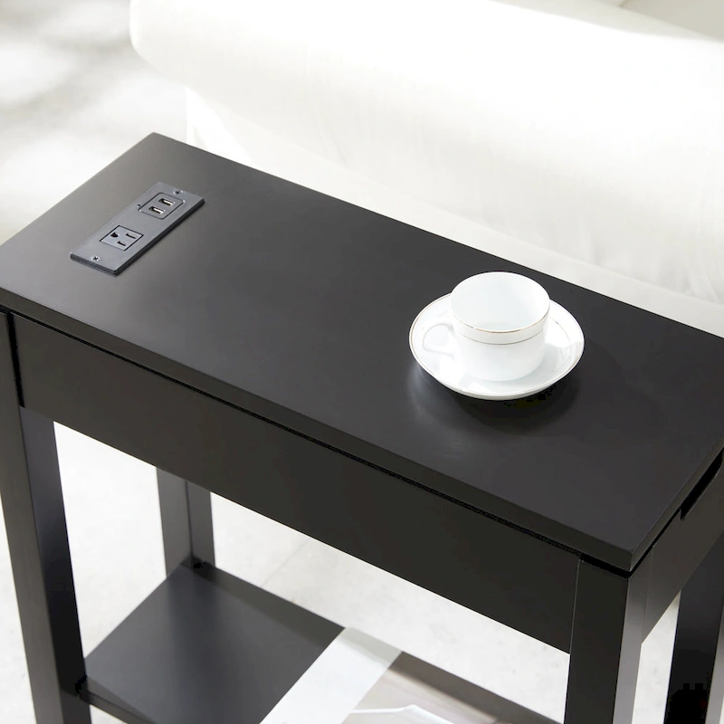 Leick Home Charging Cade Wood Side Table with Drawer