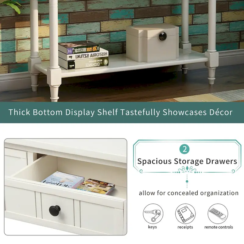 Daisy Series Console Table with 2 Drawers and Bottom Shelf