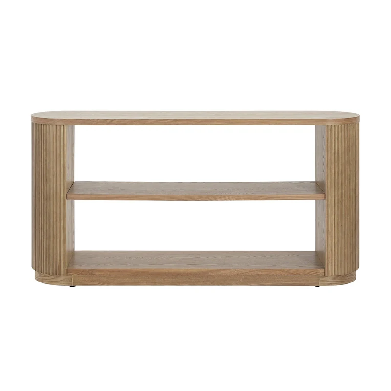 Modern Entryway Console Table - Slim Sofa Table with Open Shelf & Elegant Wood Grain, Multi-Functional Hallway Table