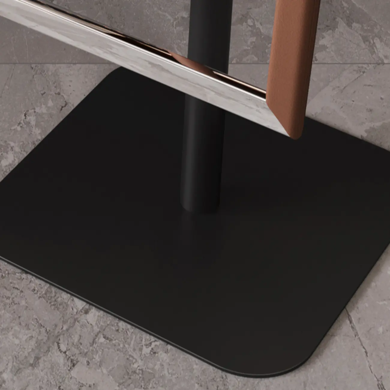 Modern Rectangle Backless Leather Adjustable Swivel Bar Stools