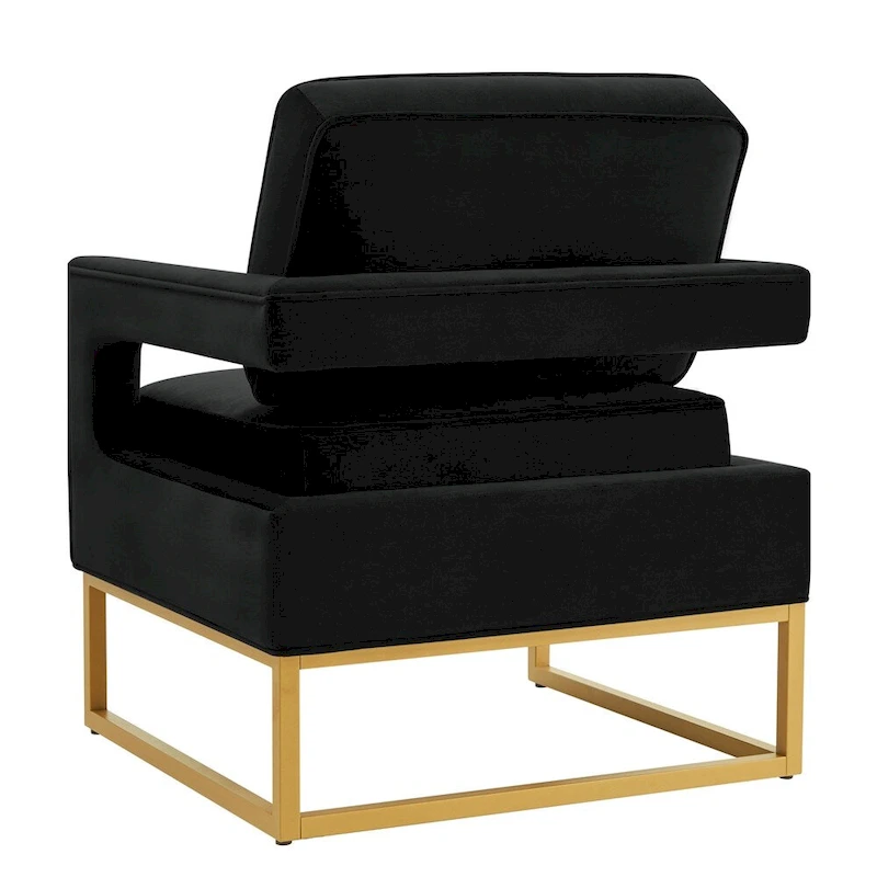 Modern Style Velvet Accent Chair with Gold Metal Base