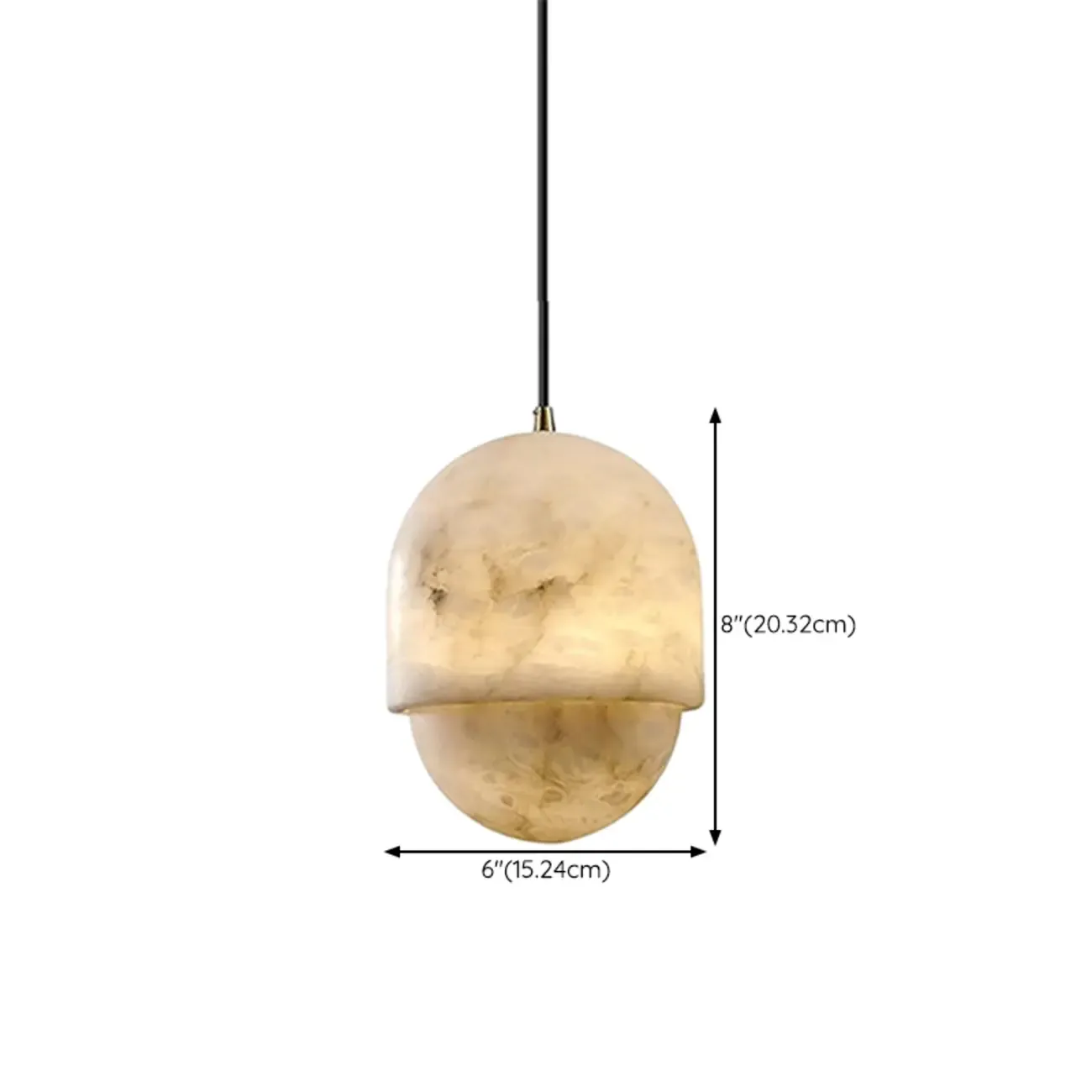 1-Light White Stone Geometric Hanging Pendant Light