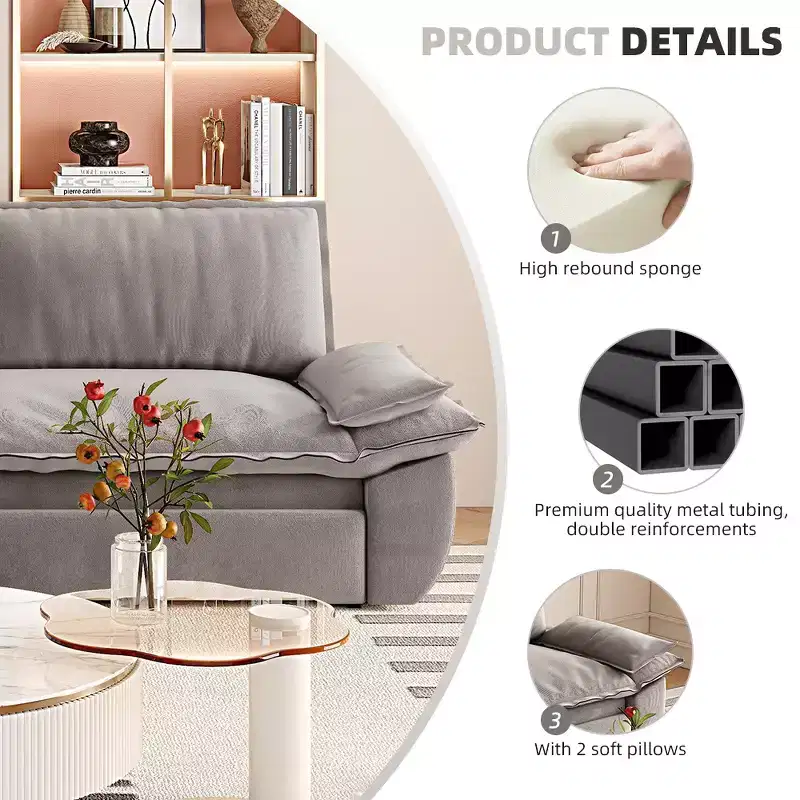 Whisen 3-in-1 Queen Velvet Sleeper Pull Out Sofa Bed, Convertible Loveseat Sofa Couch