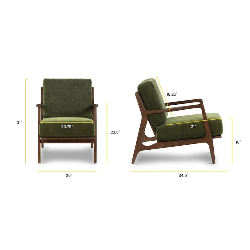 Poly & Bark Verity 25 Fabric Lounge Chair - Solid Wood Frame