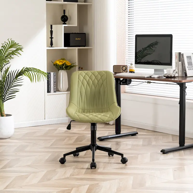 Armless Home Office Desk Chairs with Wheels Rolling Task Chair