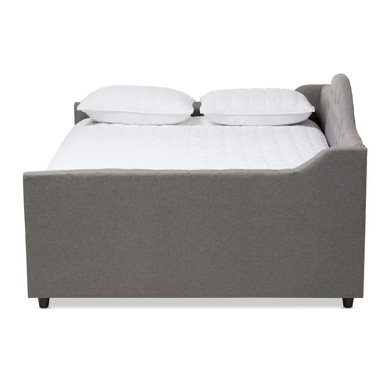 Fabric Upholstered Daybed with Button-Tufted Headboard