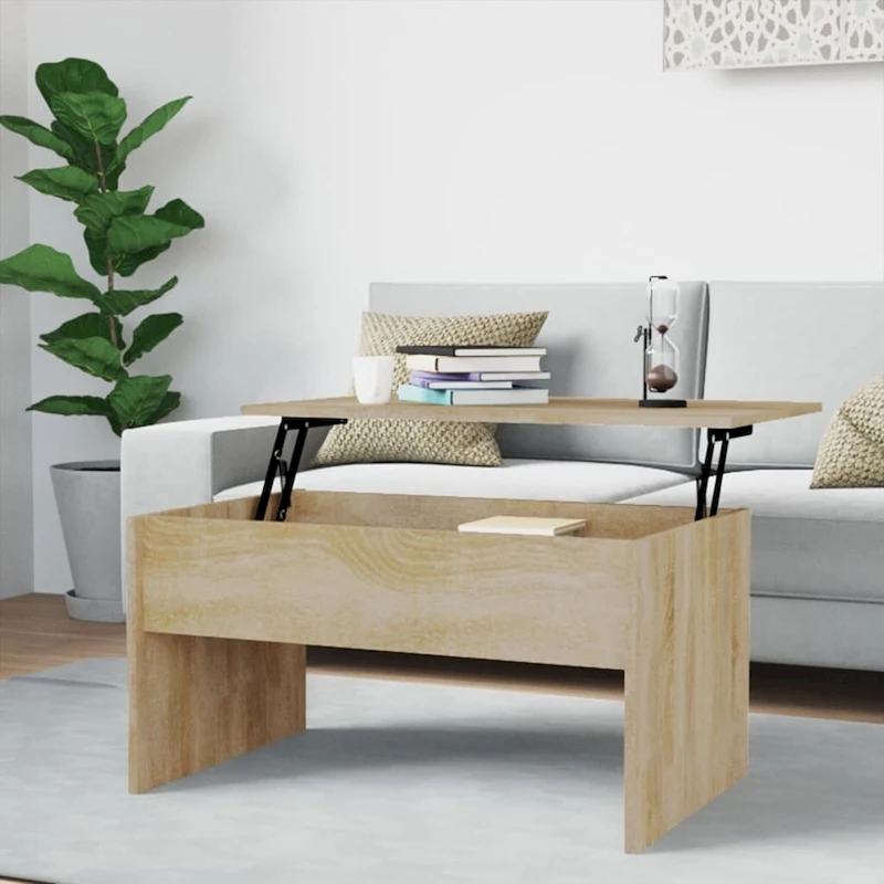 vidaXL Coffee Table Lift Top End Table Accent Side Sofa Table Engineered Wood - 31.5 x 19.9 x 16.3
