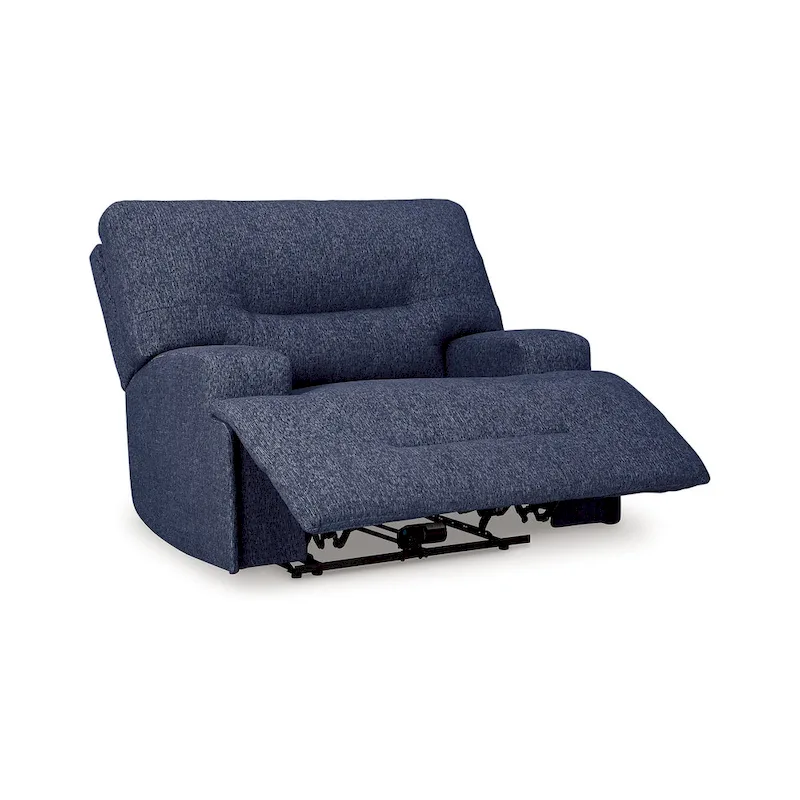 Marissa Wide Seat Power Recliner Chair, Soft Navy Blue Polyester