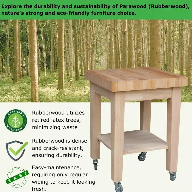 Copper Grove Lakeland Unfinished Solid Parawood Kitchen Island Cart