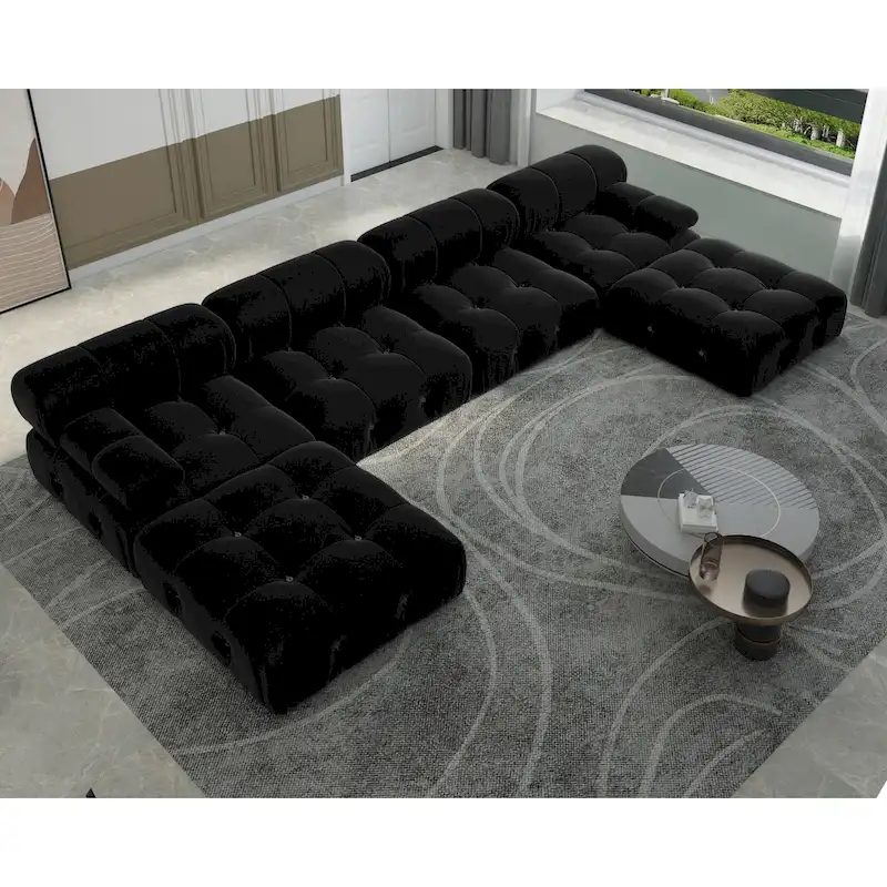 Black Velvet Free Combination Modular Sectional Sofa
