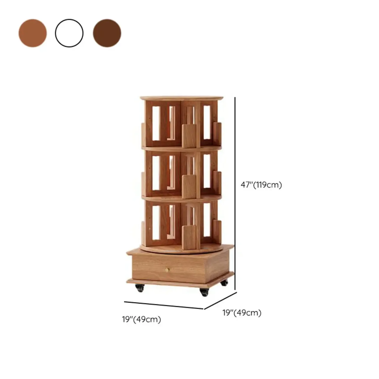 Wooden Vertical Narrow Rotating Bookcase