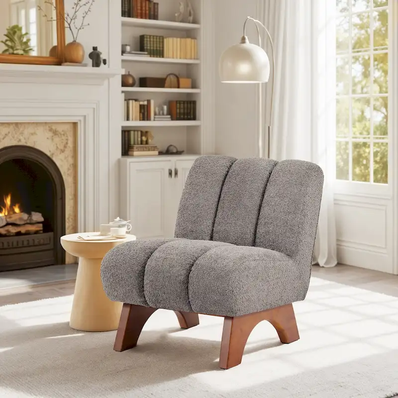 Art Leon Modern Wood and Fabric Accent Sofa Chair