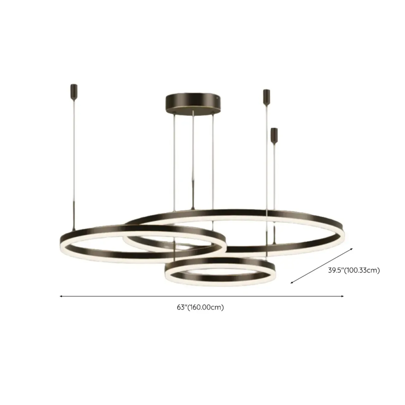 Modern Gold Multi-Circle Tiered Metal Ring LED Chandelier