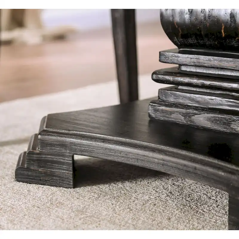 Brec Farmhouse Marble Top 5-Piece Round Dining Table Set with Tufted Chairs by