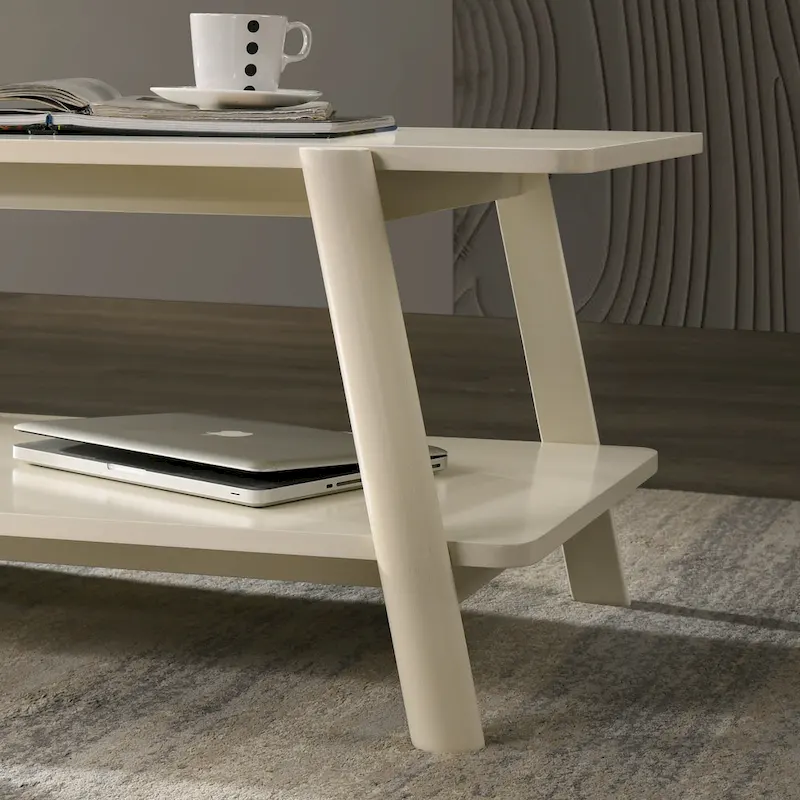 Roundhill Furniture Metz Mid-Century Wood Shelf 3-Piece Coffee Table Set