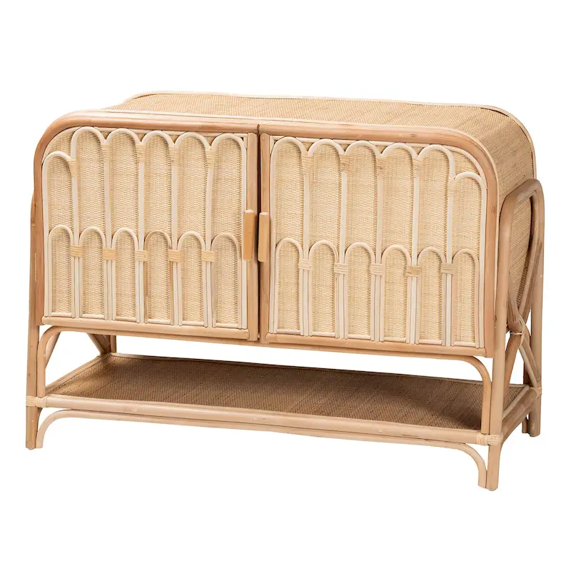 Bohemian Natural Rattan 2-Door Storage Cabinet