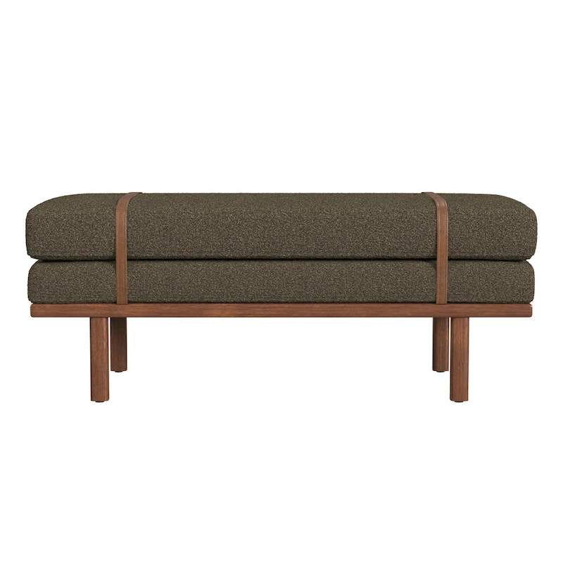 HomePop upholstered Bench with Wood Base