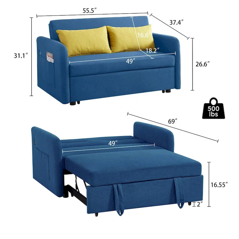 Aukfa Sofa Bed Pull Out Couch Convertible Loveseat Sleeper Sofa Couch