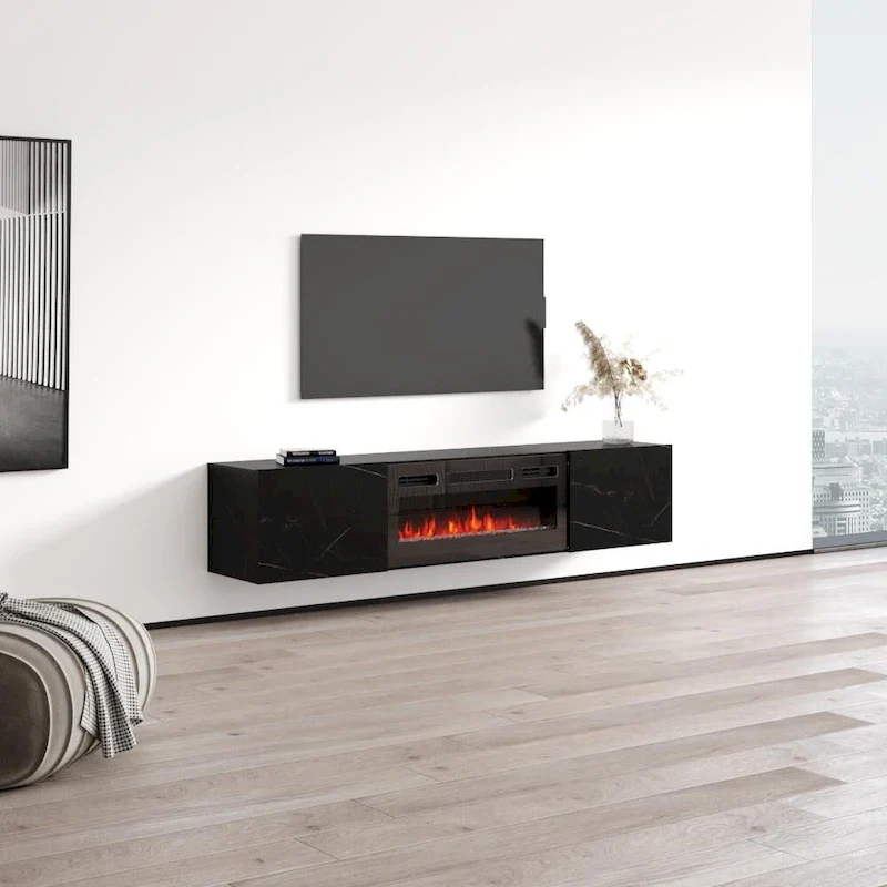Floating Fireplace TV Stand