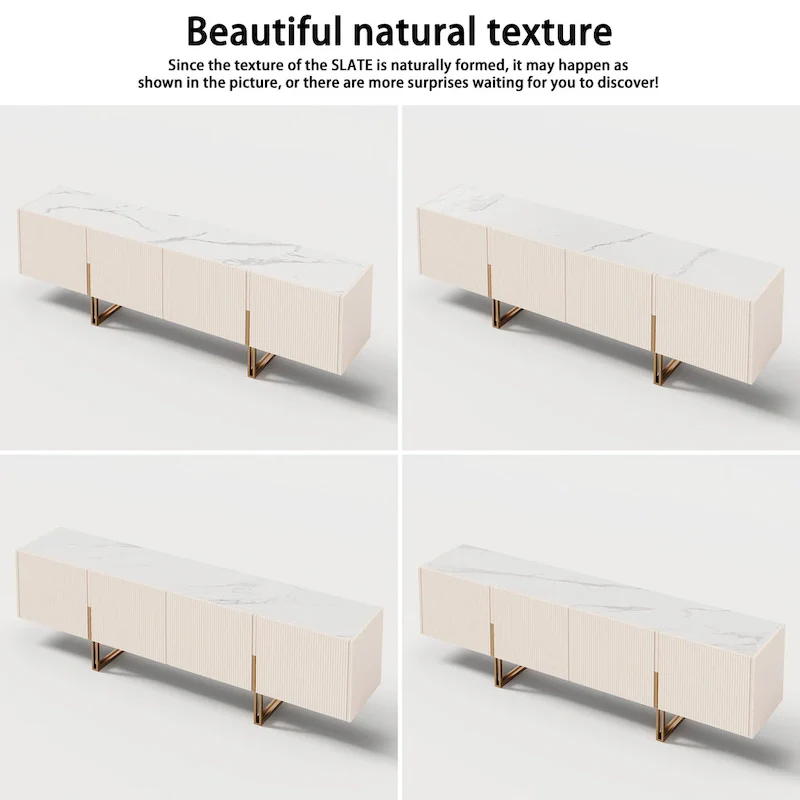 78.7 TV Stand, Entertainment Center with Faux Marble Top